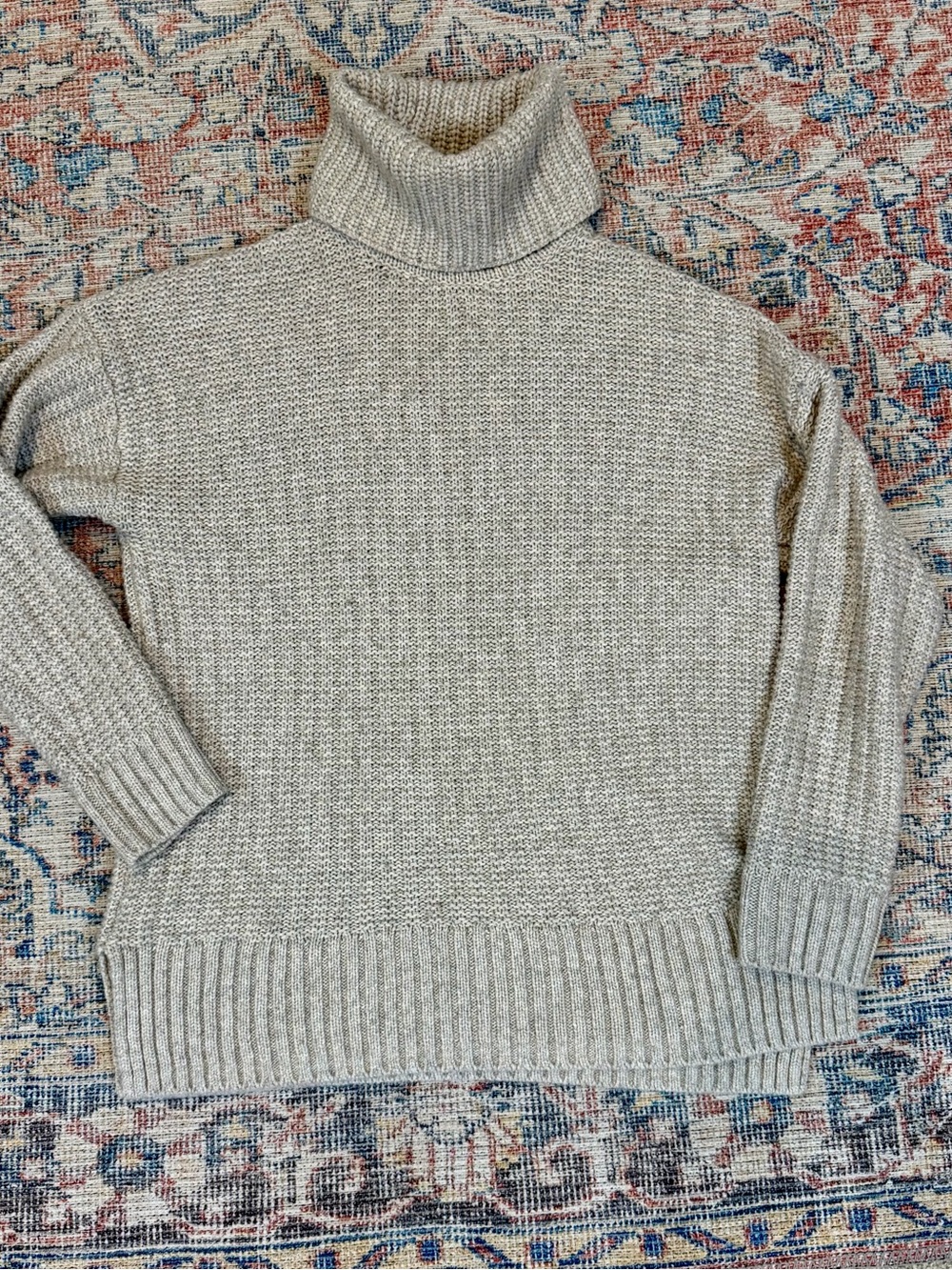 Madewell Oversized Turtleneck Sweater M Oatmeal Chunky Knit Cozy Fall Neutral - Picture 5 of 9
